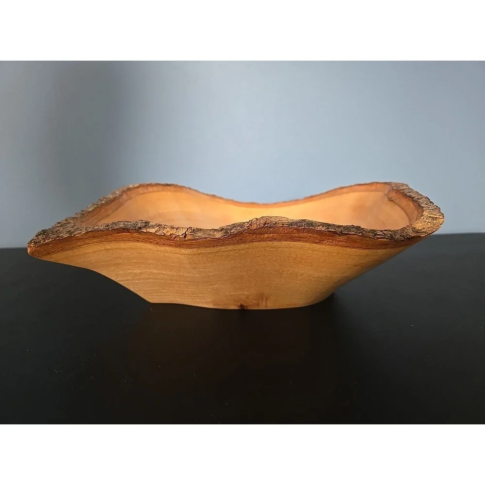 Live Edge Rustic Wood Bowl Hand Carved ‎ Natural Edge ~11